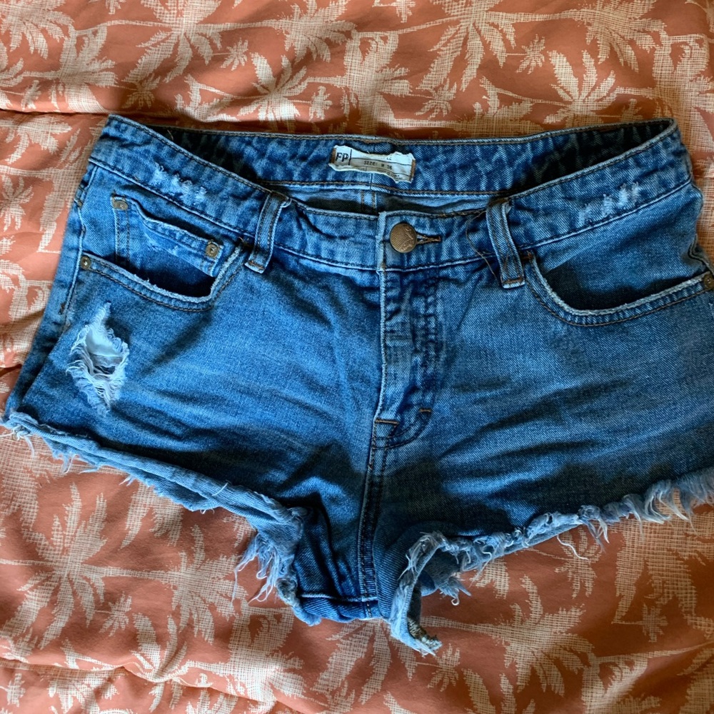Free People Distressed Jean Shorts